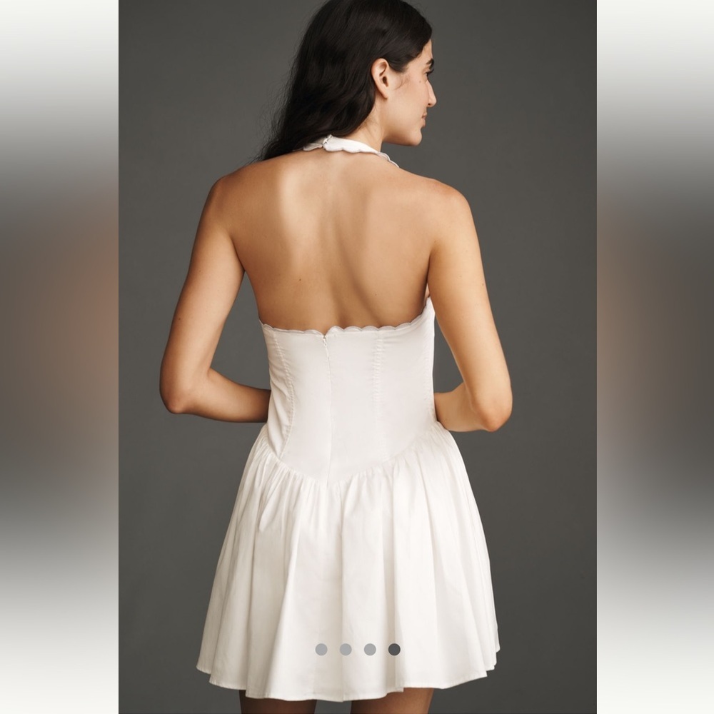 🎉LAST ONE🎉For Love & Lemons Anthropologie NWT Scallop Halter Basque-Waist S - Picture 5 of 7
